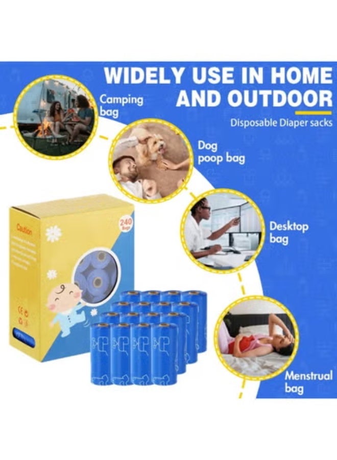 YelaJoy Disposable Baby Diaper Bags,240 Count,Scented & Leak-Proof Nappy Sacks,Blue - Image 2