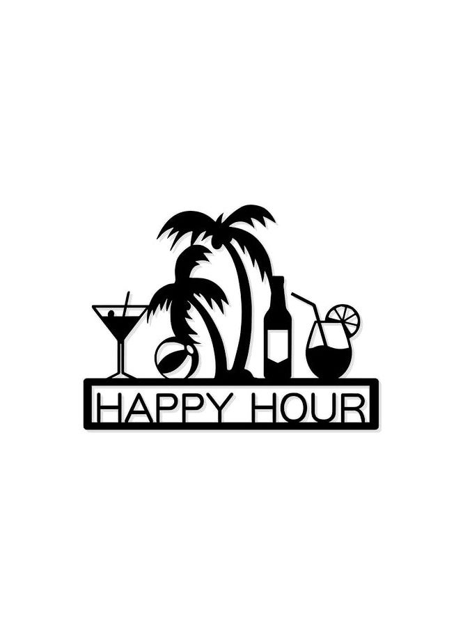 MIRFA Wooden Wall Art With Self Adhesive Base - Black (Happy Hour)  - Image 1