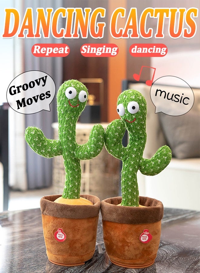 Dancing Cactus Baby Toys, Crawling Singing Recording Talking Cactus Toy Mimicking Repeats What You Say, Musical Plush Toys with Lights 120 Songs - Image 1