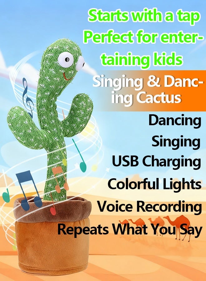 Dancing Cactus Baby Toys, Crawling Singing Recording Talking Cactus Toy Mimicking Repeats What You Say, Musical Plush Toys with Lights 120 Songs - Image 2