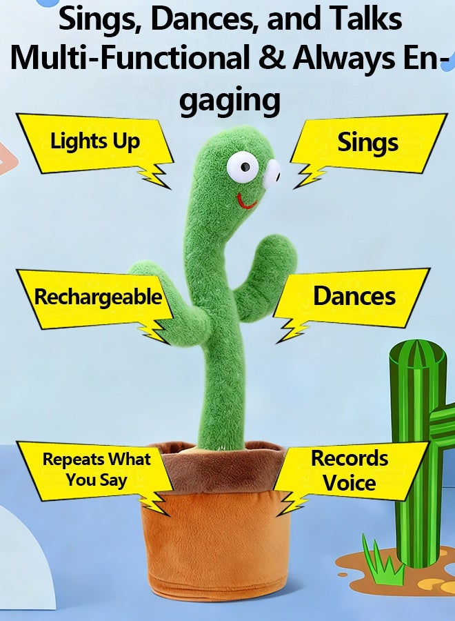Dancing Cactus Baby Toys, Crawling Singing Recording Talking Cactus Toy Mimicking Repeats What You Say, Musical Plush Toys with Lights 120 Songs - Image 3
