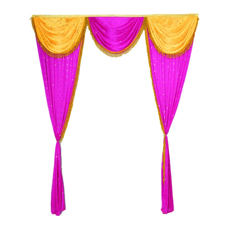 PRIYAKANT SAFAWALA PRIYAKANT SAFAWALA Ganpati Decoration Entry Gate Ideas at Home Festival Wedding Birthday and Special Ganesh Chaturthi Decoration Gate Size Width 5 Feet and Hight 6 Feet Rani and Yellow - Image 1