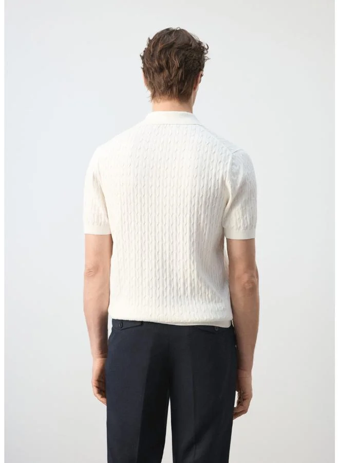 مانجو مان 100% cotton braided knitted polo shirt
