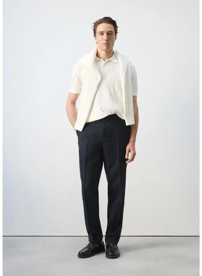 Mango Man  100% cotton braided knitted polo shirt for Men | Best Price UAE