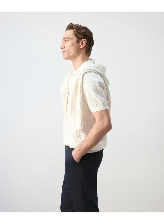 Mango Man  100% cotton braided knitted polo shirt for Men | Best Price UAE