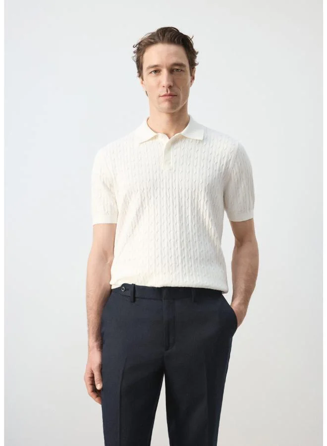 Mango Man  100% cotton braided knitted polo shirt for Men | Best Price UAE