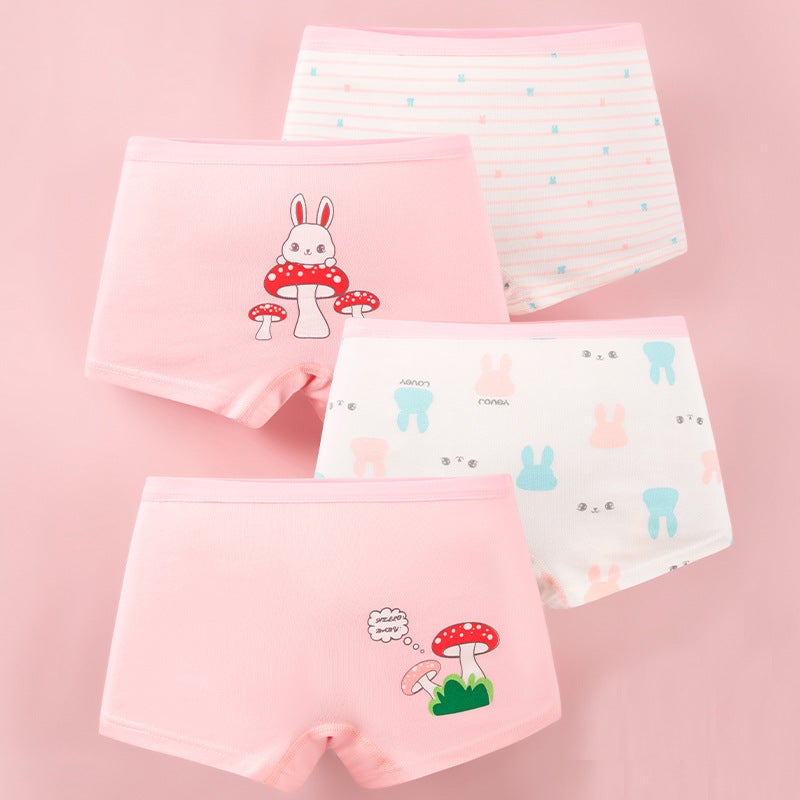 Summer Pure Cotton Girls Underwear 8017 Mushroom Rabbit 