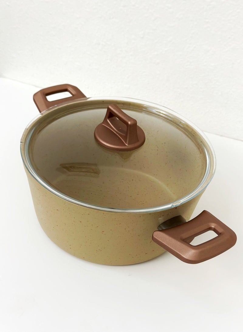 Granite Pot 24 cm Non-Stick Glass Cover Turkish - Image 2