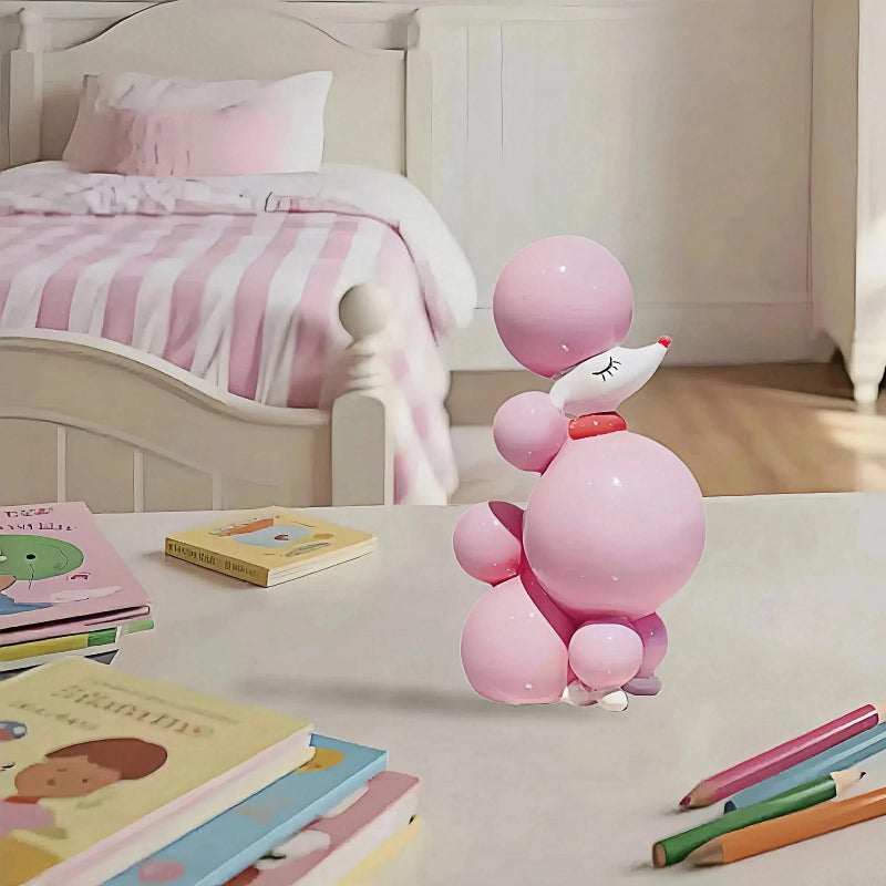 DiliComing Pink Balloon-Dog Statue Decor - 6 inch Resin Balloon Animal Crafts Figurine - Cute Handmade Small Sculpture for Desktop Shelf DÃ©cor, 6 x 2.75 x 4 inches - Image 2