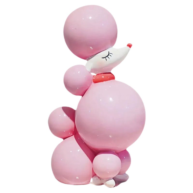 DiliComing Pink Balloon-Dog Statue Decor - 6 inch Resin Balloon Animal Crafts Figurine - Cute Handmade Small Sculpture for Desktop Shelf DÃ©cor, 6 x 2.75 x 4 inches - Image 1