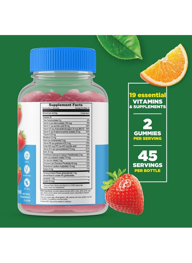 Lifeable Sugar Free Multivitamin For Men Vegan Great Tasting With Vitamin A C D E B1 B2 Niacin B5 B6 Folate B12 Biotin Iodine Zinc Chromium Ginseng Lycopene Inositol 90 Gummies - Image 3