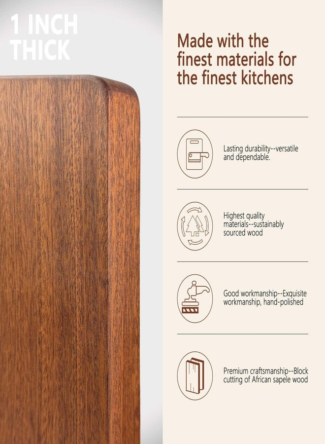 Luxdecor Sapele Wood Cutting Boards for Kitchen with Grip Handle Reversible Wooden Chopping Board Extra Large Butcher Block Chopping Board for Meats, Pre Oiled 17.7x12x1.2 in (Gift Box) - Image 5