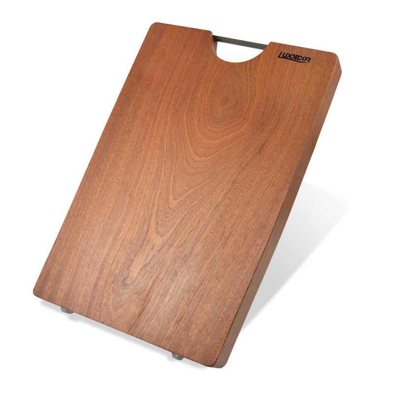 Luxdecor Sapele Wood Cutting Boards for Kitchen with Grip Handle Reversible Wooden Chopping Board Extra Large Butcher Block Chopping Board for Meats, Pre Oiled 17.7x12x1.2 in (Gift Box) - Image 1