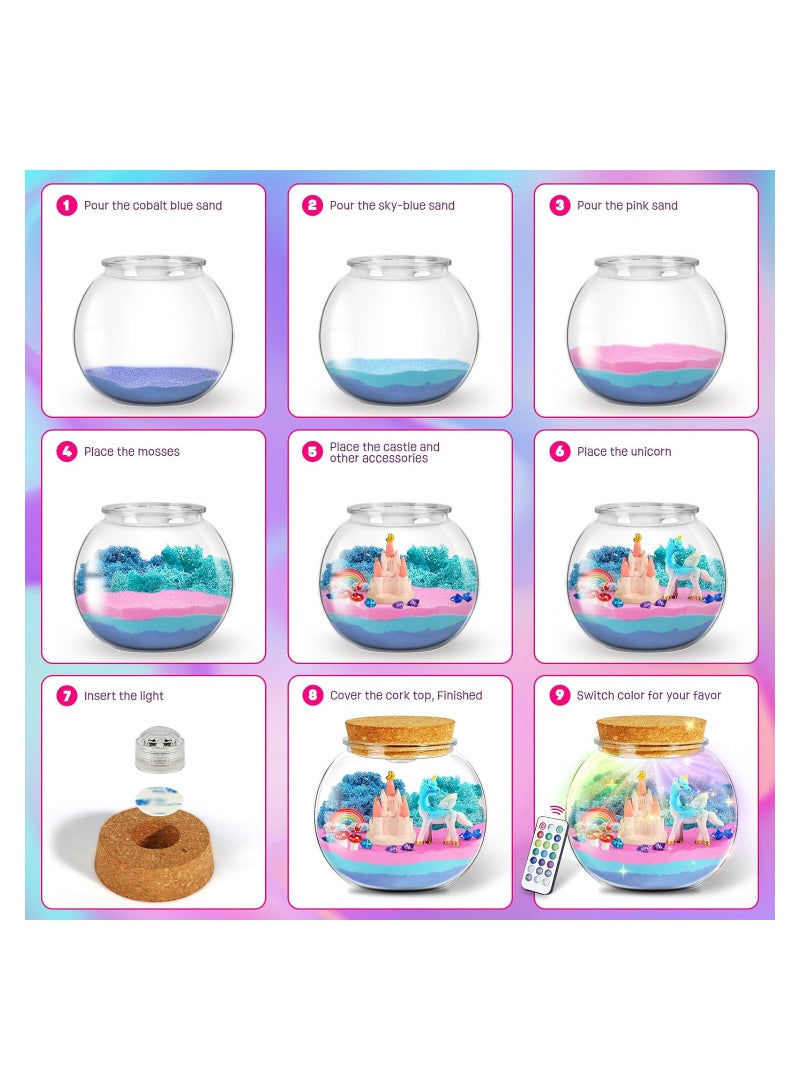 Zikra Light-Up Unicorn Terrarium Kit Unicorn Terrarium Kit Birthday Gift for Girls  DIY Unicorn Toys for Girls Arts and Crafts Kit Best Girls Presents Stuff - Image 3
