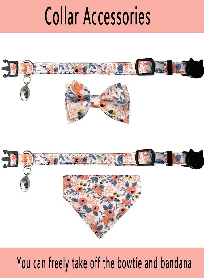 CHUKCHI 2 Pcs Sets Cat Collar Bandana Bells Set,Cat Collar Breakaway with Cute Bow Tie and Bell,Accessories for Pet Collars,Adjustable from 7.8"- 10.5", for Kitty and Some Puppies… - Image 3