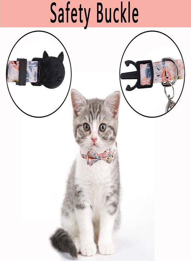 CHUKCHI 2 Pcs Sets Cat Collar Bandana Bells Set,Cat Collar Breakaway with Cute Bow Tie and Bell,Accessories for Pet Collars,Adjustable from 7.8"- 10.5", for Kitty and Some Puppies… - Image 4