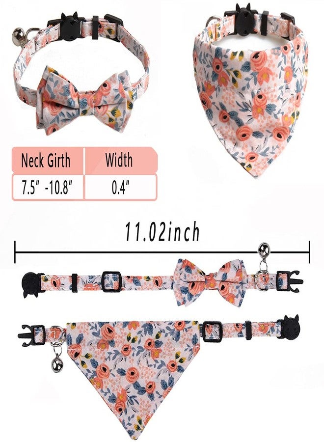 CHUKCHI 2 Pcs Sets Cat Collar Bandana Bells Set,Cat Collar Breakaway with Cute Bow Tie and Bell,Accessories for Pet Collars,Adjustable from 7.8"- 10.5", for Kitty and Some Puppies… - Image 2