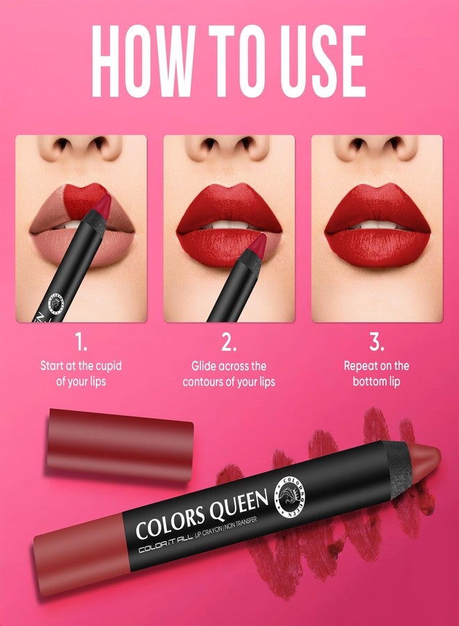 Colors Queen Color It All Long Lasting Crayon Lipstick | Up to 18 Hours Stay | Creamy Matte Finish | Waterproof & Light Weight| Smudge Proof & Non-Transferable | Lipstick for Women (Chocobar,3.5g) - Image 5
