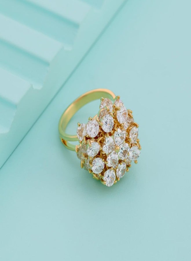 KUSHAL'S Fashion Jewellery White Gold Polished Copper Trendy Zircon Finger ring, Best for Casual Wear & Special Occasion - 455265 - Image 2