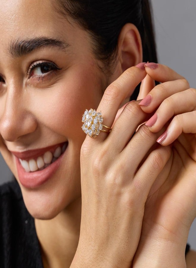 KUSHAL'S Fashion Jewellery White Gold Polished Copper Trendy Zircon Finger ring, Best for Casual Wear & Special Occasion - 455265 - Image 5