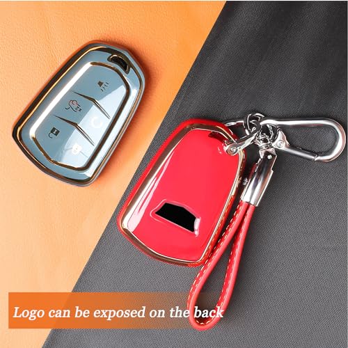 TECARATE for Cadillac Key Fob Cover - Key Fob Cover Case Holder for 2015-2019 Cadillac Escalade CTS SRX XT5 ATS STS CT6 Superior Soft TPU 360 Degree Full Protection (Red) - Image 4