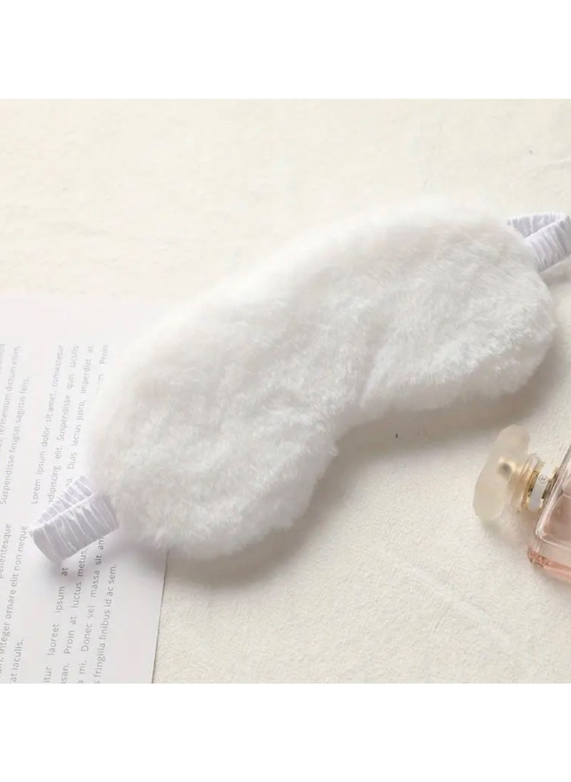 CleanWave - The Pure Effect CleanWave Plush Sleeping Eye Mask, Ultra-Soft and Fuffy Plush Blindfold Comfortable Faux Fur Eye Shade with Elastic Strap for Women and Kids, Travel Nap Sleeping Soft & Skin-friendly,(WHITE)  - Image 3