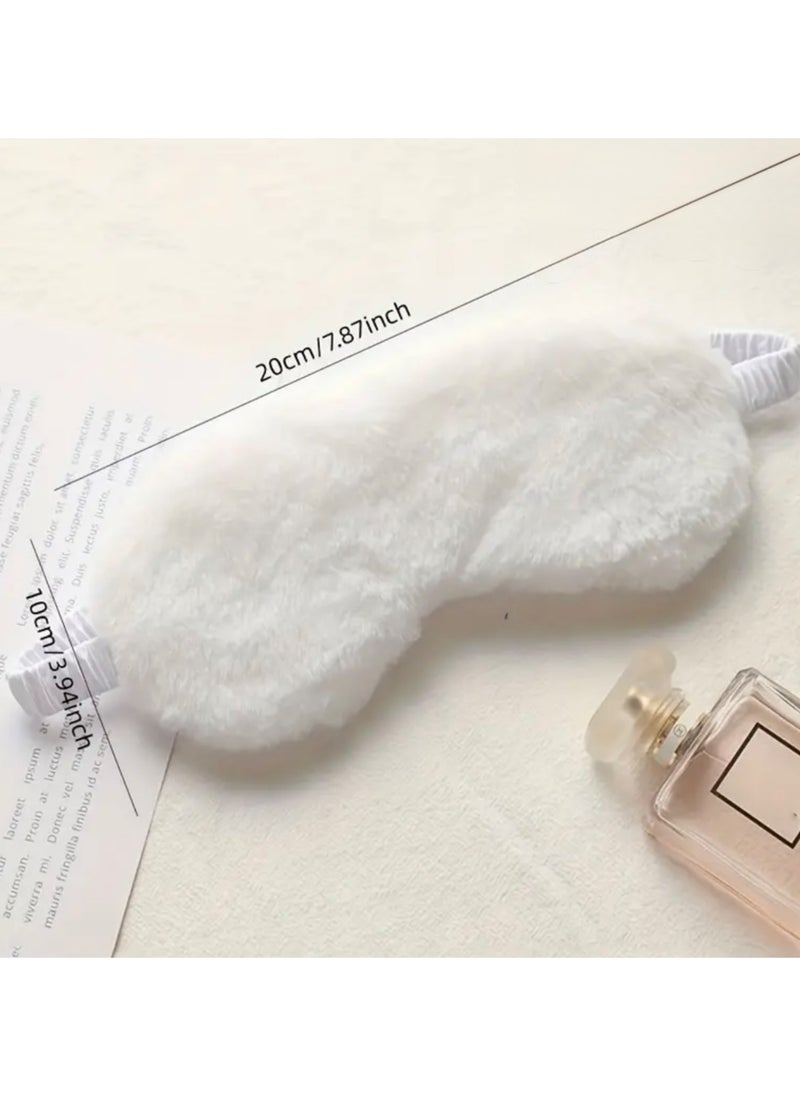 CleanWave - The Pure Effect CleanWave Plush Sleeping Eye Mask, Ultra-Soft and Fuffy Plush Blindfold Comfortable Faux Fur Eye Shade with Elastic Strap for Women and Kids, Travel Nap Sleeping Soft & Skin-friendly,(WHITE)  - Image 4
