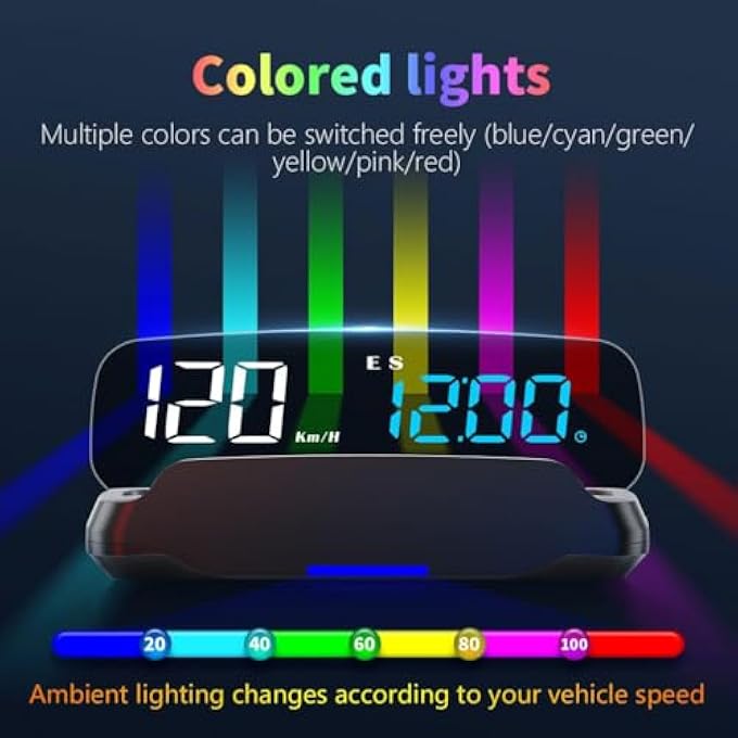 Azonee Digtial Speedometer Head Up Display C17 Windshield Speedometer Projector Digital Gps Speedometer With Speed Overspeed Water Temperature Heads Up Display For Cars Suitable For All Cars Truck - Image 4