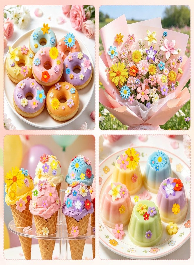 Morofme 5Pcs Flowers Silicone Molds Flowers Chocolate Mold Sunflower Candy Mold Daisy Candy Mold Small Flower Fondant Molds Plumeria Mould for Dessert Cupcake Topper Cake Pop Decorations DIY Crafts - Image 4