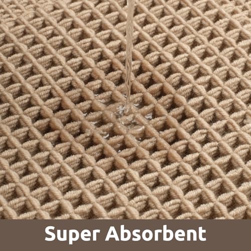 AMOAMI Waffle Bath-Mat, Absorbent Bath Mats for Bathroom Non Slip, Machine Washable Bathroom Rugs with Tassels Ultra Soft Boho Bath Rugs for Floor 2'x6'(24"x72") Beige - Image 4
