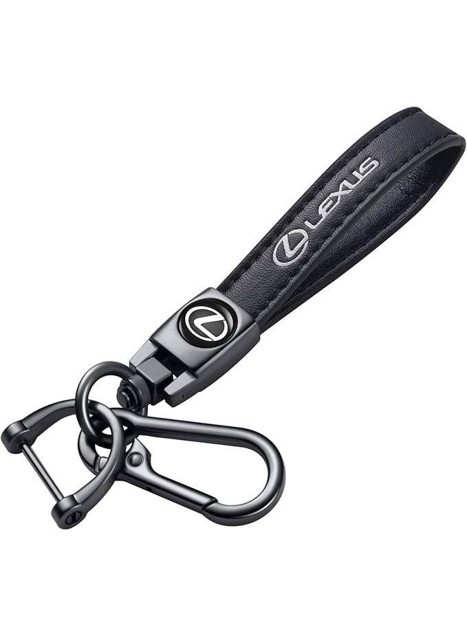 Genuine Leather Car Keychain – Soft Leather Key Ring for Men & Women | Car Key Holder Compatible with Most Key Fobs – Durable Keychain for Daily Use – Black - Image 1