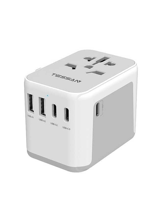 TESSAN محول تيسان العالمي، محول سفر عالمي مع 2 منفذ USB A و 3 منفذ USB C، محول سفر دولي للاتحاد الأوروبي، المملكة المتحدة، الولايات المتحدة الأمريكية، أستراليا، شاحن مقبس الطاقة لعدة دول - Image 2