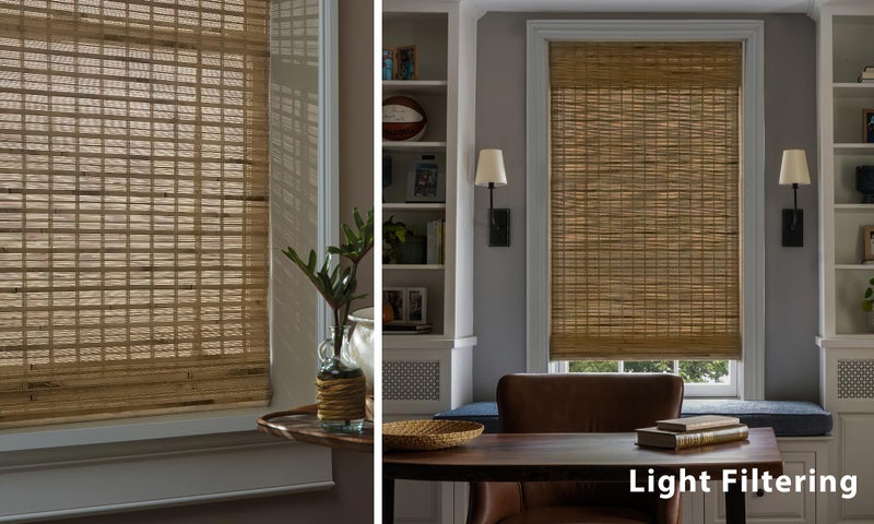 LazBlinds No Tools No Drill Cordless Bamboo Roman Shades, Light Filtering Window Treatment, Roll Up Bamboo Blinds for Windows 35'' W x 64'' H, Dali Native - Image 5