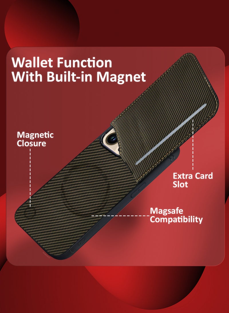 CATANES iPhone 13 Pro Max 3Pack Case Leather Cover Card Holder and Kickstand with 2 Screen Protector Tempered Glassfor Men Women Phone Case with Carbon Fiber Pattern  - Image 5