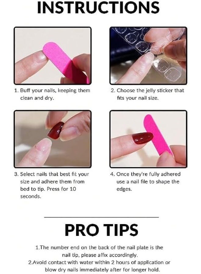 Suerte Press On Nails Medium Almond Solid Color Gradient Glossy 24pcs Press On Nails Medium Natural French Manicure, Fake acrylic nails with glue kit - Image 4