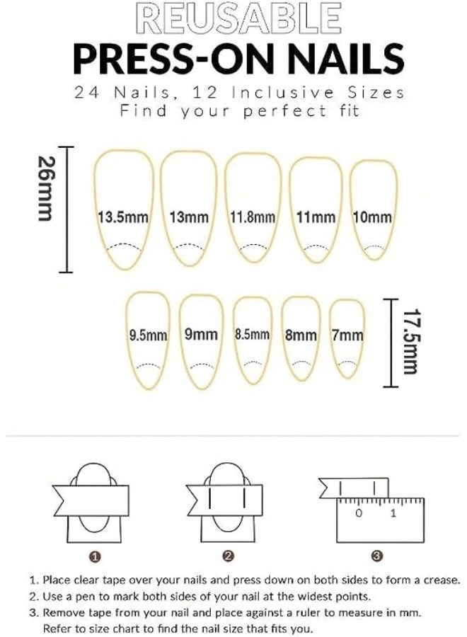 Suerte Press On Nails Medium Almond Solid Color Gradient Glossy 24pcs Press On Nails Medium Natural French Manicure, Fake acrylic nails with glue kit - Image 5