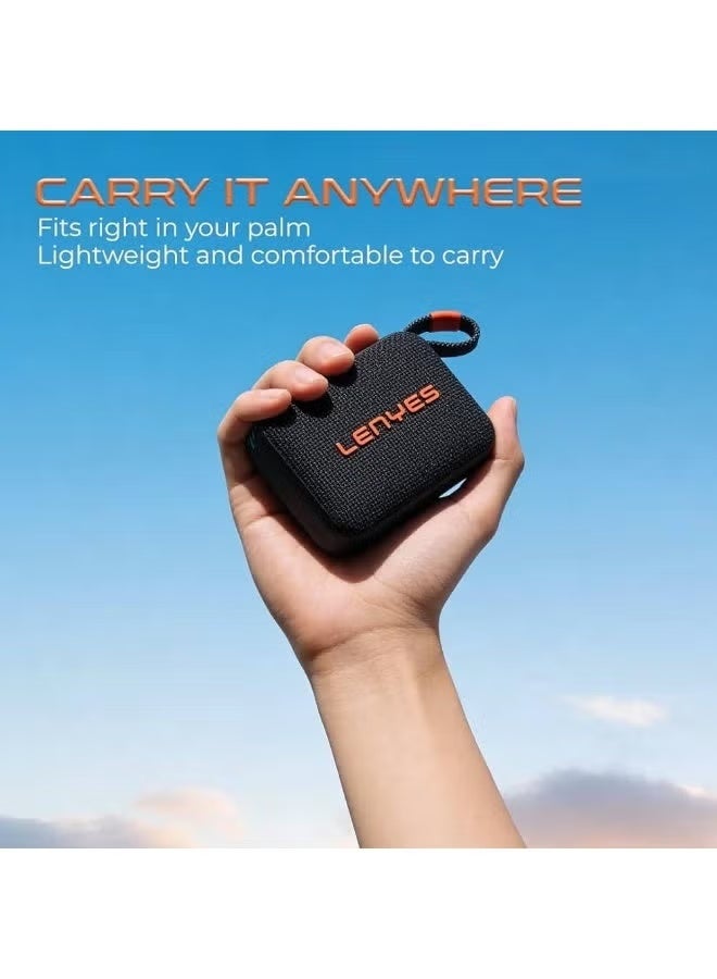 Lenyes S216 Bluetooth Portable Speaker 6W, IPX7 Waterproof Wireless Speaker with Deep Bass, Bluetooth 5.3, TWS Stereo Pairing, TF Card Support & Carry Strap, Compact Lightweight Speaker – Black - Image 4