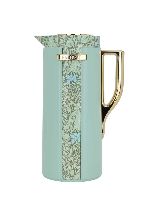 السيف غاليري ترمس وداد إفرست، 1 لتر، مشجر، يد ذهبي، حافظة داخلية زجاج حراري، هيكل خارجي بلاستيك - أخضر فاتح - Image 1