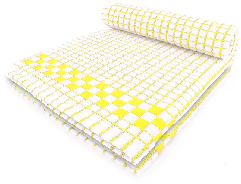 Fecido Classic Kitchen Dish Towels with Hanging Loop  Heavy Duty Absorbent Dish Clothes  European Made 100 Cotton Tea Towels  Set of Two Yellow