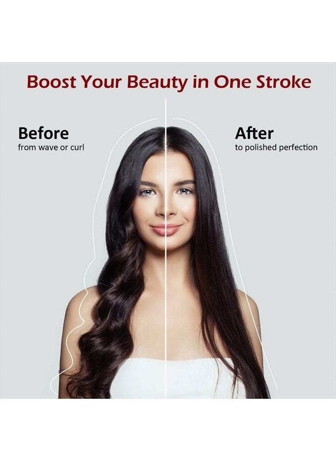 GLAMFIELDS - Ionic Hair Straightener Brush Upgrade 2.0,GLAMFIELDS Electrical Heated Hair Straightening with Faster Heating, MCH Ceramic Technology, Auto Temperature Lock, Anti Scald, Heat Resistant Glove(Black-01) - Image 1