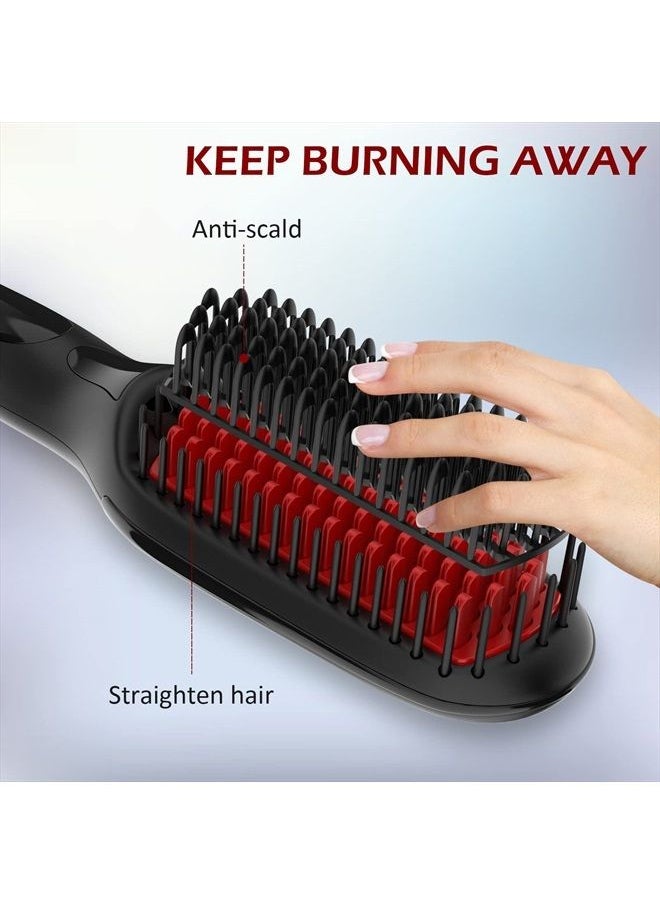 GLAMFIELDS - Ionic Hair Straightener Brush Upgrade 2.0,GLAMFIELDS Electrical Heated Hair Straightening with Faster Heating, MCH Ceramic Technology, Auto Temperature Lock, Anti Scald, Heat Resistant Glove(Black-01) - Image 1