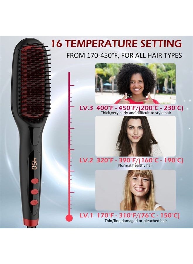 GLAMFIELDS - Ionic Hair Straightener Brush Upgrade 2.0,GLAMFIELDS Electrical Heated Hair Straightening with Faster Heating, MCH Ceramic Technology, Auto Temperature Lock, Anti Scald, Heat Resistant Glove(Black-01) - Image 1