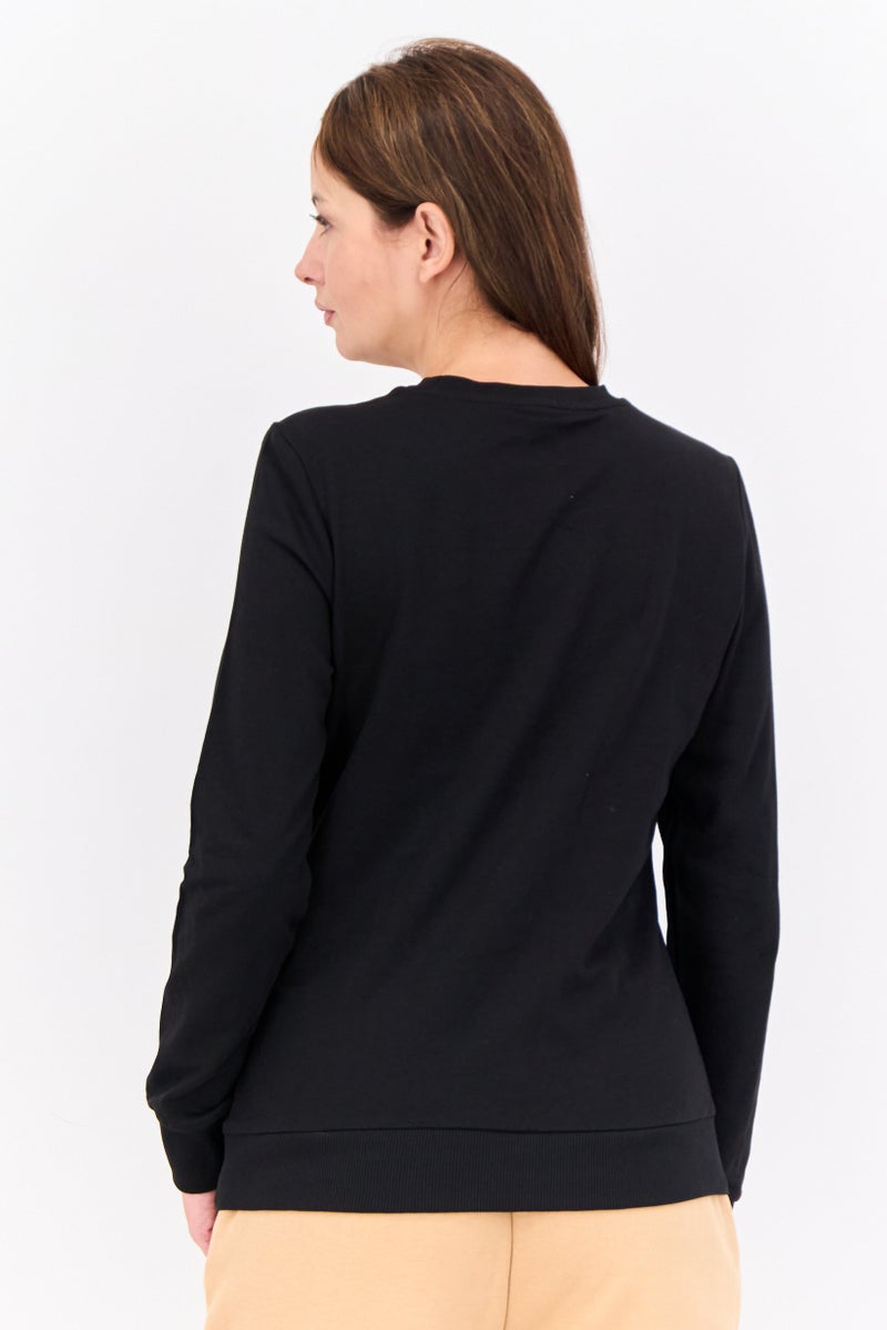 PUMA سويت شيرت رياضي نسائي بأكمام طويلة مناسب في الهواء الطلق، أسود - Image 4