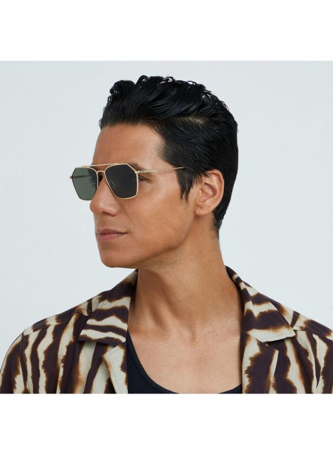 30 سندايز نظارة شمسية فيجارو رجالي أخضر معدن ذهبي بإطار كامل - Image 5