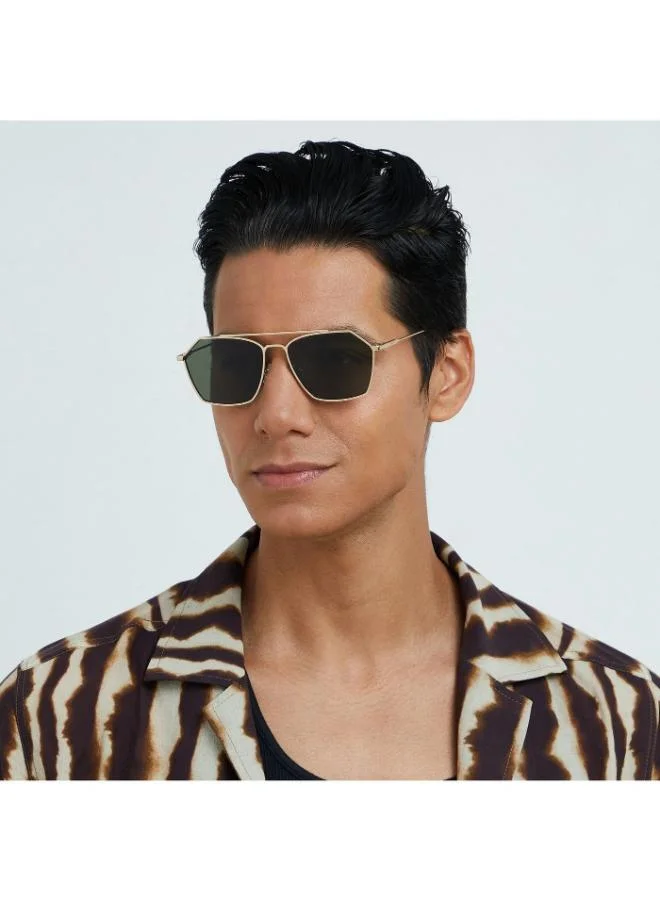 30Sundays FIGARO - La French Collection Men Green Sunglasses - Frame Material: Metal - Lens Color: Green- Frame Color: Gold - Full Rim