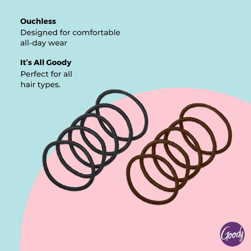 Goody Ouchless 4 mm Braided Elastics - 10 Count in Black for All Hair Types - Image 3