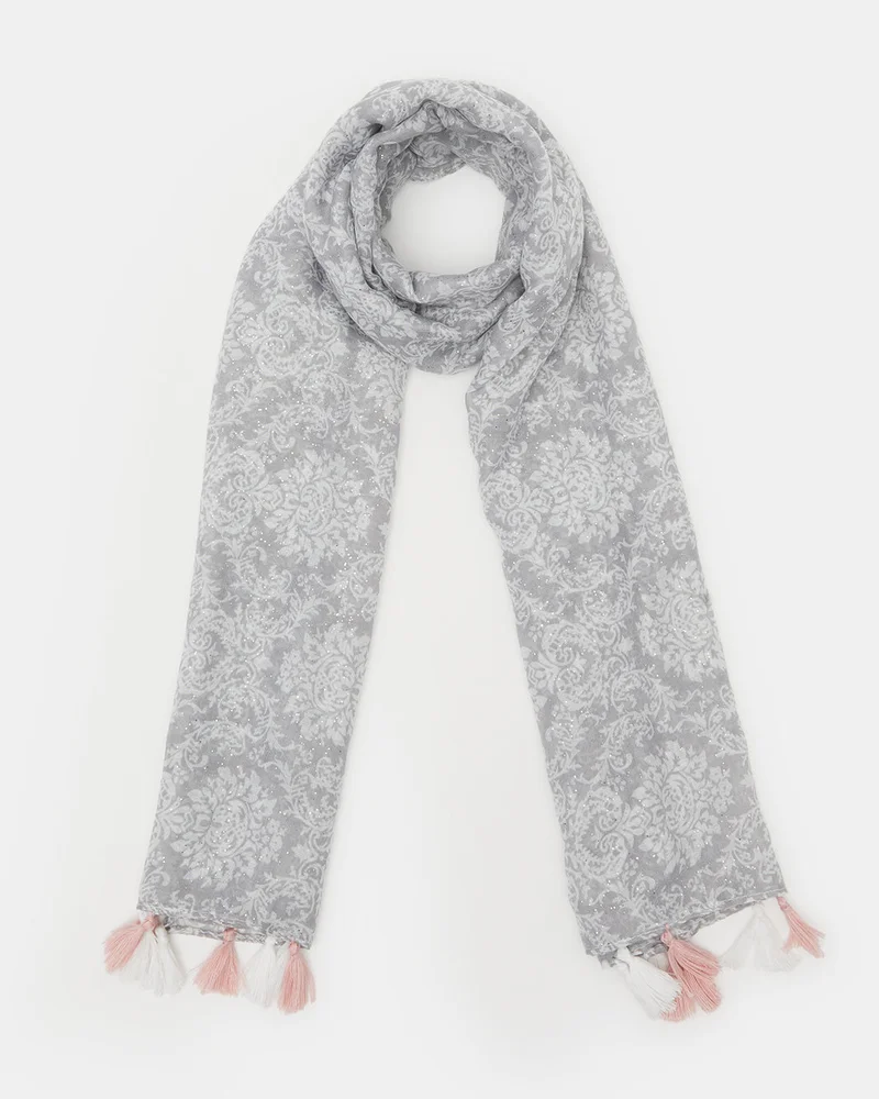 REDTAG Girls Grey Printed Scarf