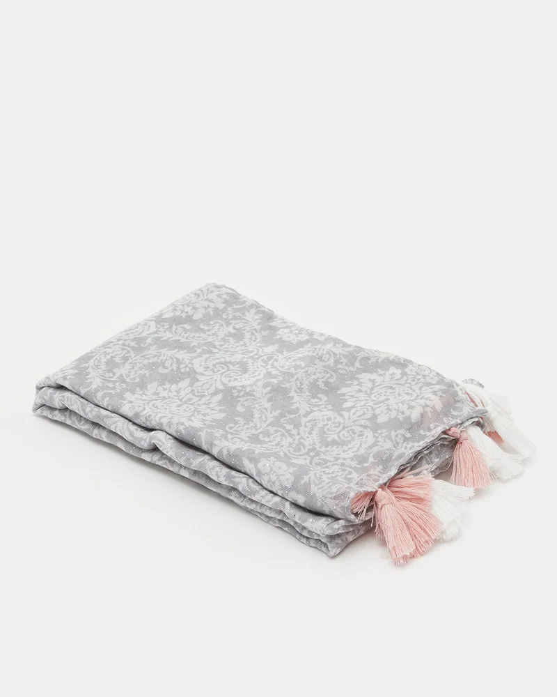 REDTAG Girls Grey Printed Scarf
