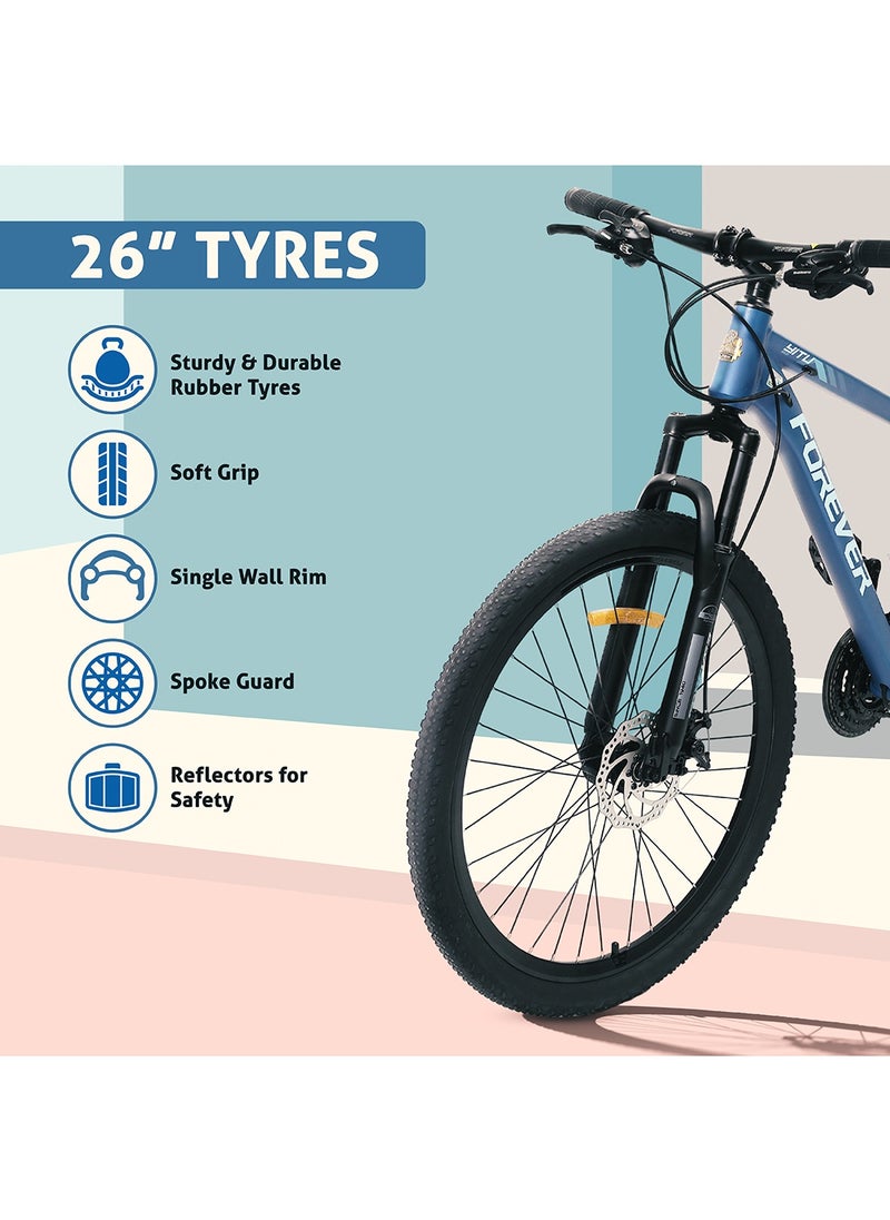 ENDLESS  SPEC : Black Colour,26", Aluminium, 21 Speed Original Shimano Gear, With Disc Break, 18" Frame, Tyre : 26*2.135  - Image 4