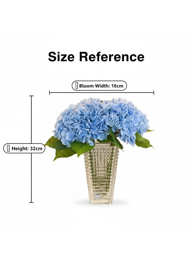 3 قطع زهور الهيدرانجيا الاصطناعية باللون الأزرق الفاتح - زهور وهمية بلمسة حقيقية ومُرطبة لزينة المنزل، مركز طاولة الحفل، زينة الحفلة والخلفية للتصوير - Image 4